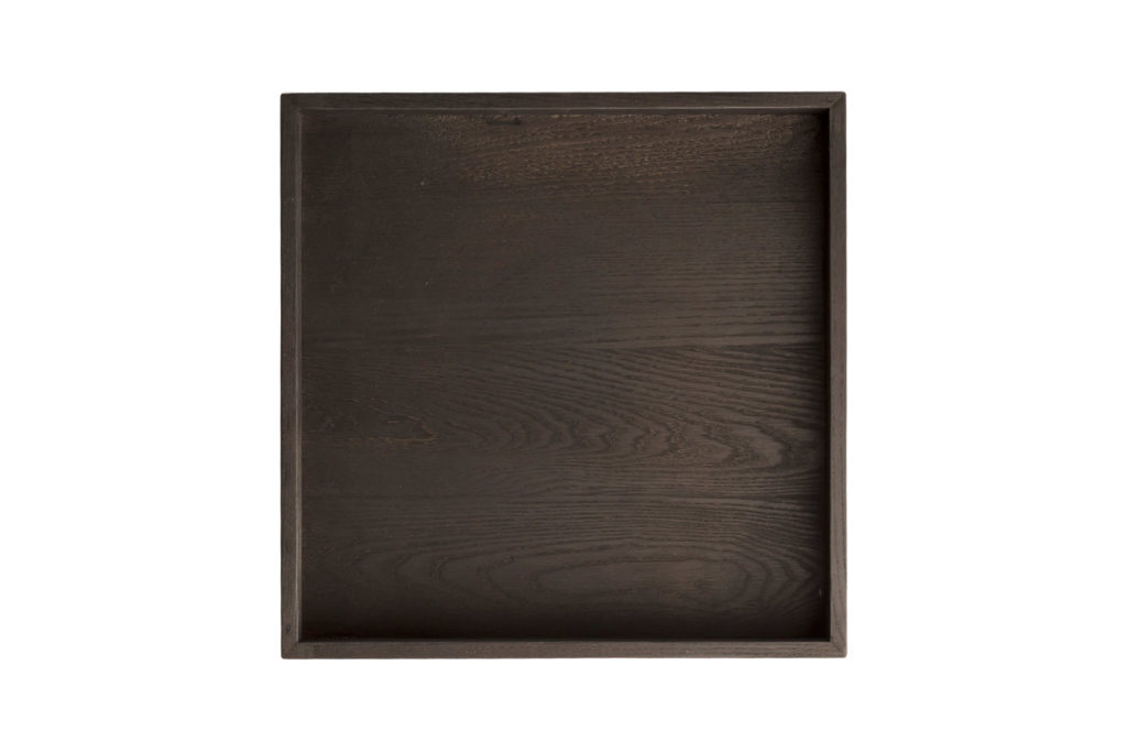 quadratisches Holz-Tray aus Eiche massiv und schwarz gebeizt